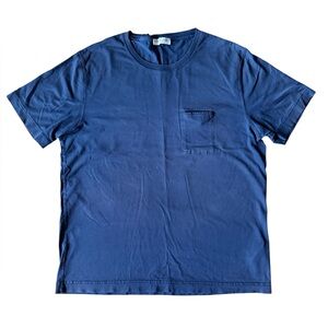 Bottega Veneta 52 Mens Large T Shirt Blue Crew Neck Short Sleeve Cotton